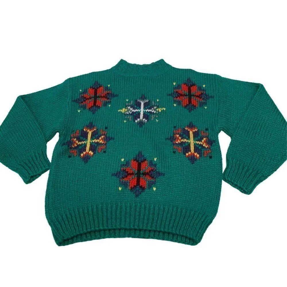 Vintage Snowflake Patterned Knit Sweater